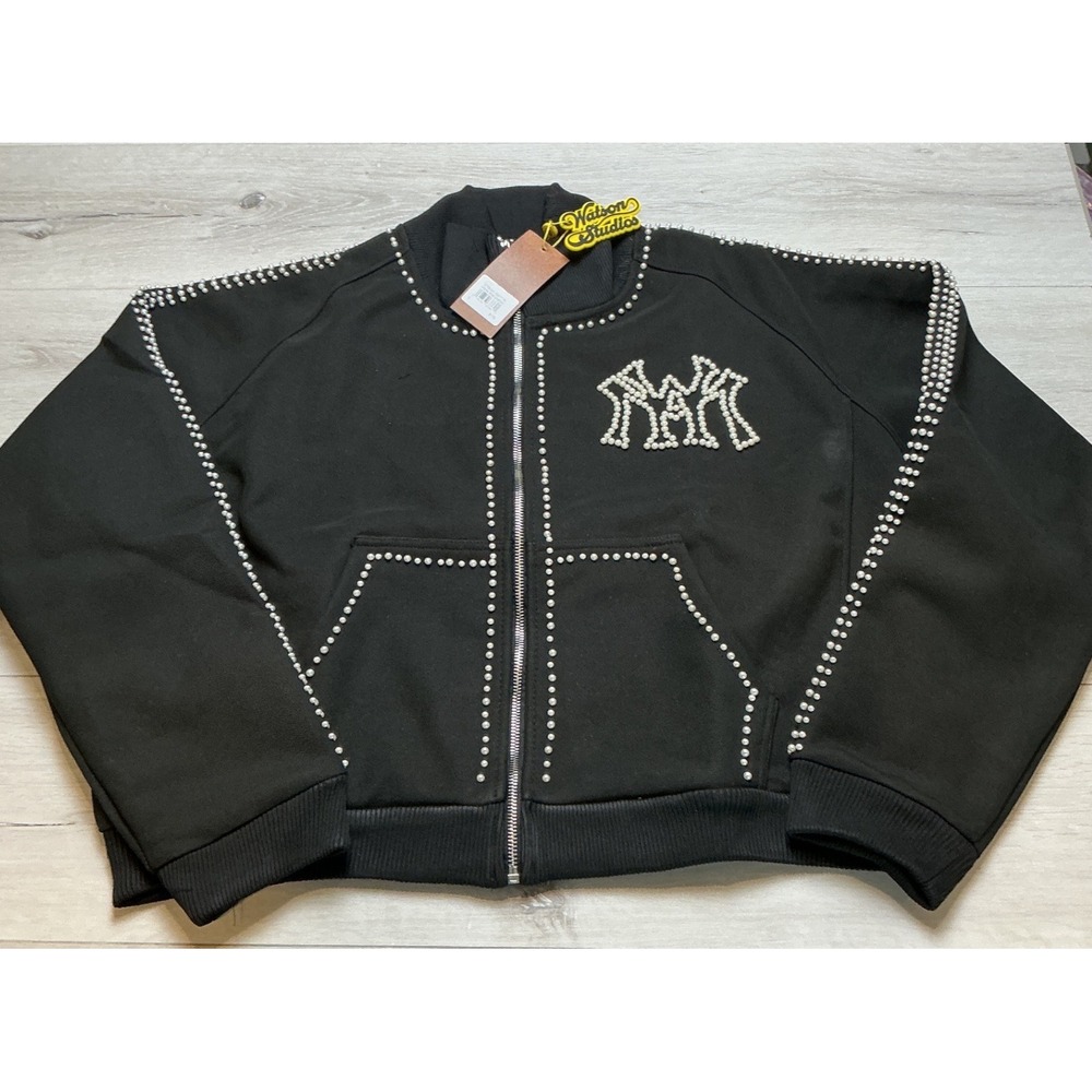 Watson Studios Pearl Lined Sweat Suit Jacket Black Small New With Tags - Picture 3 of 8